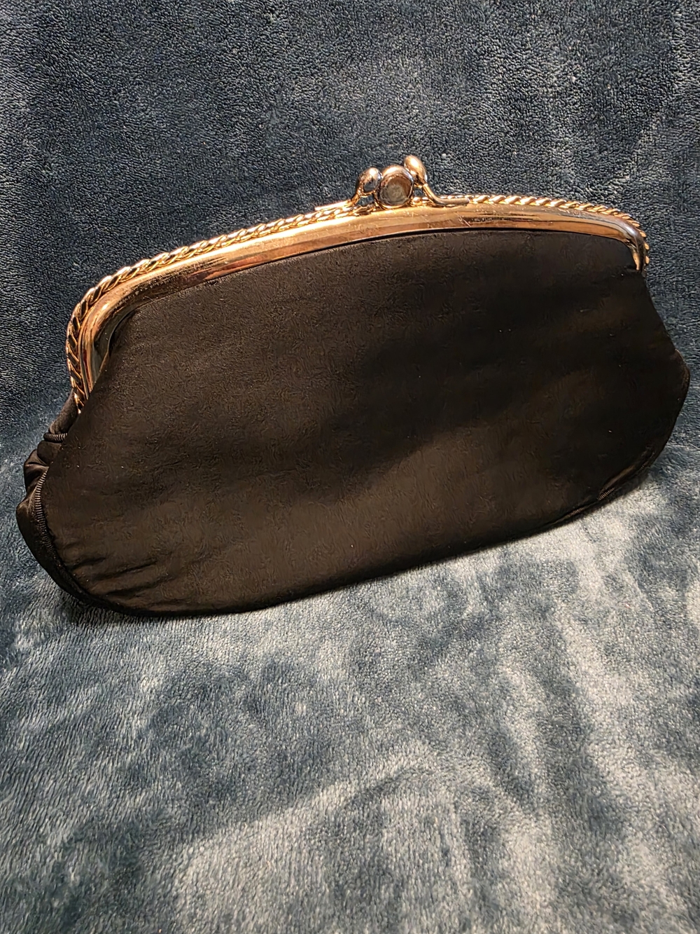 Vintage Black Clutch with Gold Frame